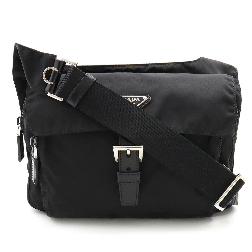 Prada Crossbody Bag Pouch Clutch Leather NERO Black
